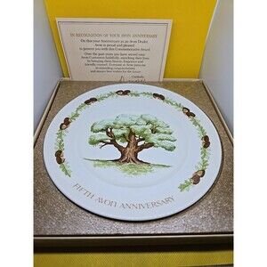 Avon Fifth Anniversary Plate/The Great Oak w Box 24k gold Enoch Wedgewood